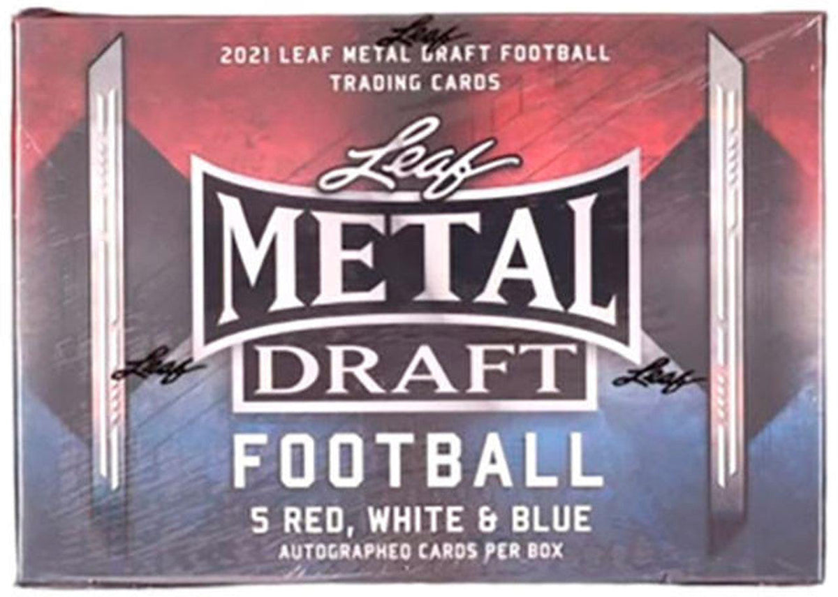 2022 Leaf Metal Draft Football Red, White and Blue 10 Box Case
