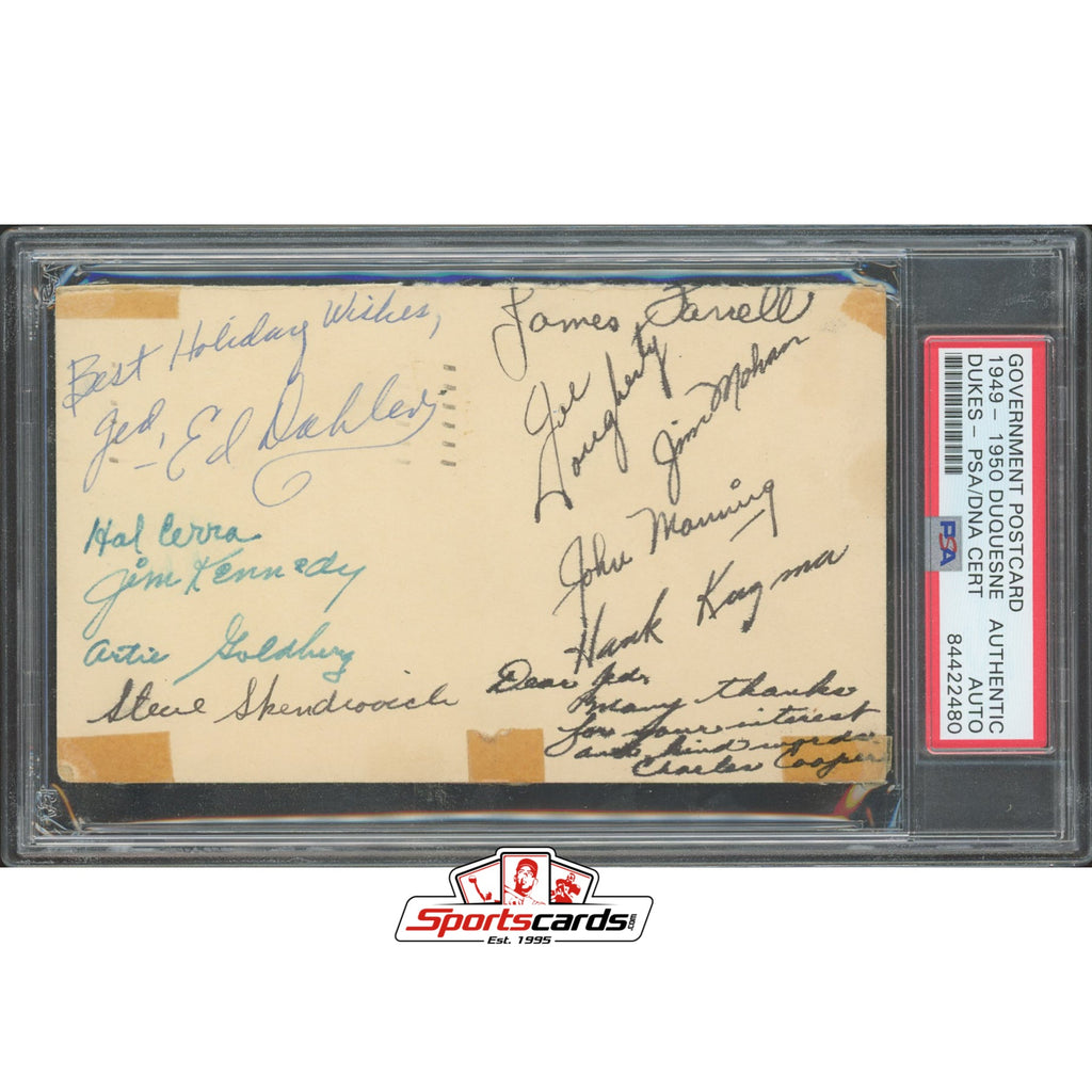 1949-50 Duquesne Dukes Team Signed GPC w/ Chuck Cooper(d.1984)